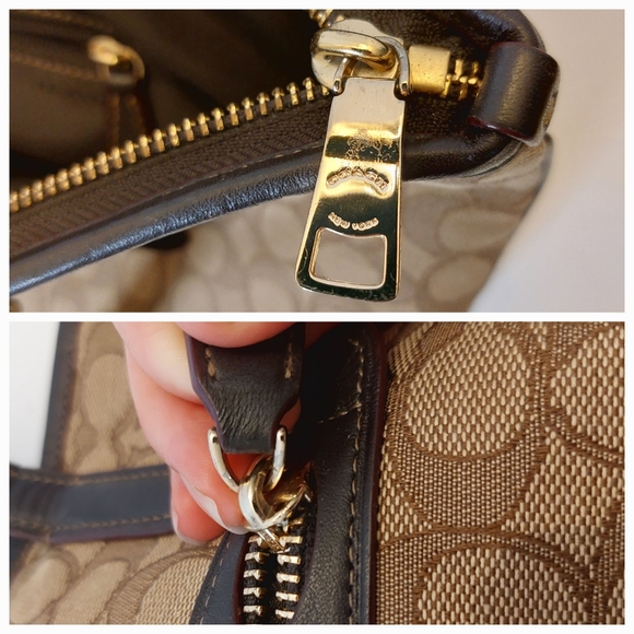 Coach Taylor Signature "C" All Tote/Satchel Bag/Purse Khakis & Brown - Picture 8 of 16